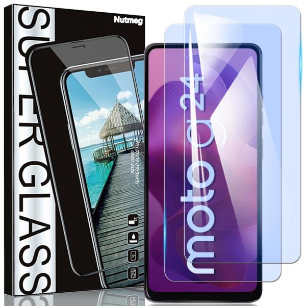 Nutmegブルーライトカット2枚入りMotorola Moto G24 用の ガラスフィルム ブル...