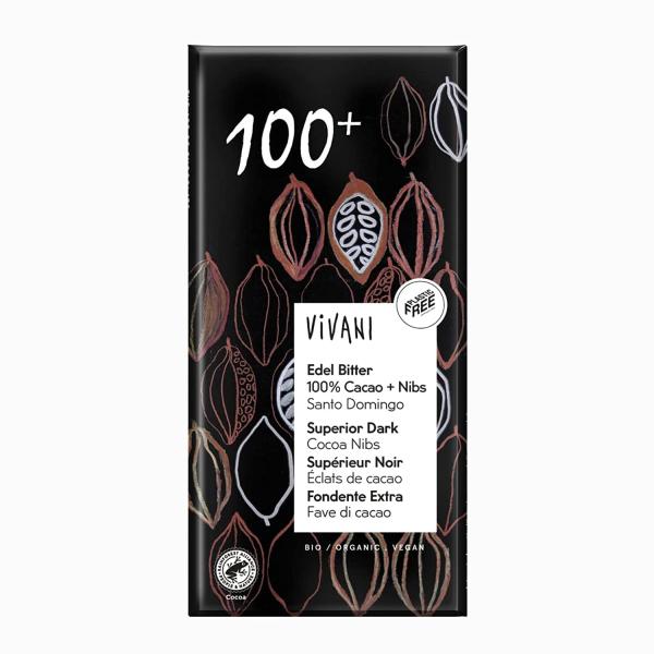 ヴィヴァーニ（Vivani）オーガニックエキストラダークチョコレート 100%+カカオニブ 80ｇ