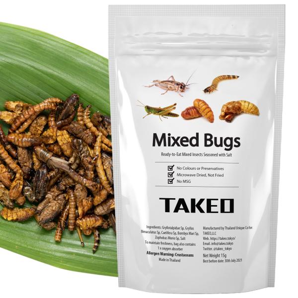 昆虫食TAKEO 昆虫ミックス 15g 塩味 5種MIXセット ジャマイカンフィールドコオロギ イナ...