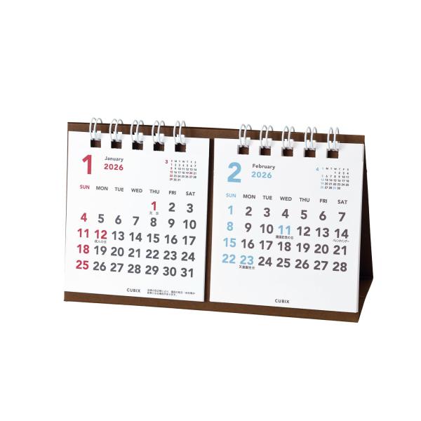 エムプラン 2026 カレンダー キュービックス 卓上 プチプチ 2ヶ月 ベーシック 204019-...