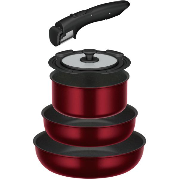 サーモス デュラブルシリーズ 取っ手のとれるフライパン5点セットDA IH・ガス対応 ディープレッド...