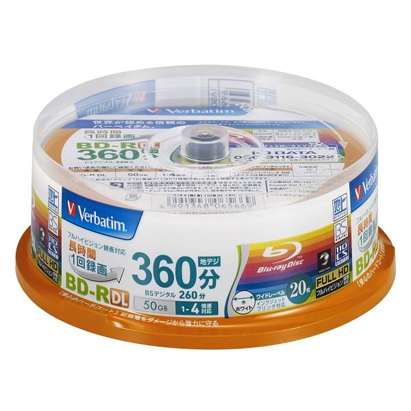 Verbatim バーベイタム 1回録画用 ブルーレイディスク BD-R DL 50GB 20枚 ホ...