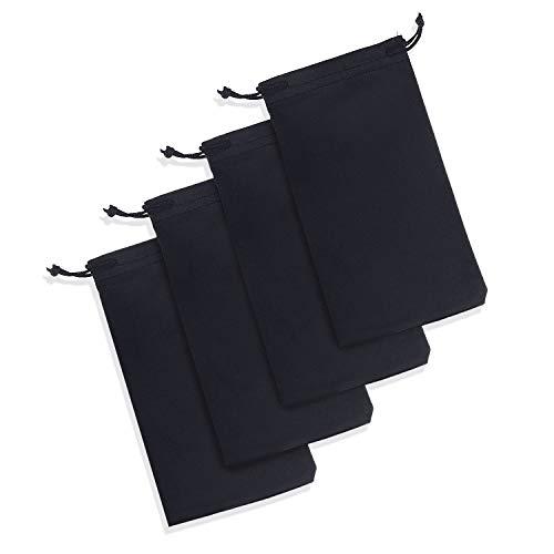 YAMAKI 巾着袋 ポーチ袋 マイクロファイバー 18 X 10ｃｍ(4枚セット) (ブラック)