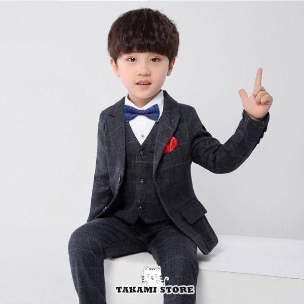 6点セット ベスト スーツ 子供 男の子 春と秋 フォーマルスーツ 子供 キッズ フォーマル スーツ...