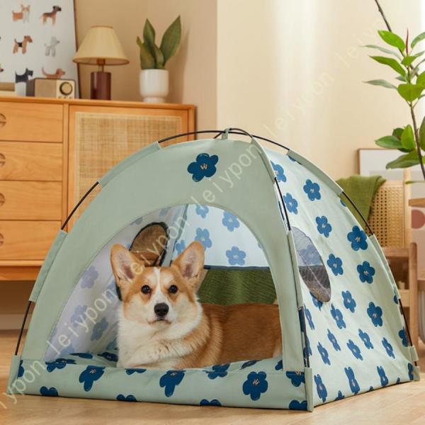 ペット テント 犬 猫 ペット用テント 犬小屋 猫小屋 折りたたみ メッシュの窓付き テントハウス ...