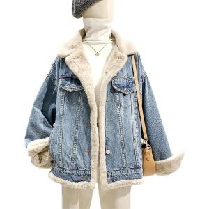 デニムジャケット ボアジャケット レディース 両面着 デニムコート ボアコート あったか リバーシブル アウター ブルゾン 長袖 ゆったり 秋冬 厚手 冬