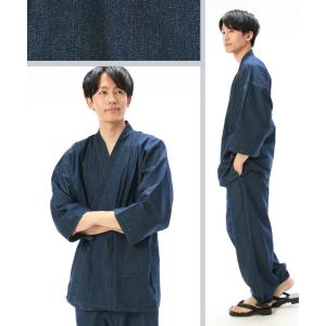 作務衣 綿100% メンズ デニム 8.5オン...の詳細画像5