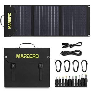 MARBERO ソーラーパネル 60W 太陽光発電 自立スタンド付き USB/TYPE-C/DC出力対応 ソーラーチャージャー 折りたたみ式 急速充電 単結晶 直列/並列でパワーアップ