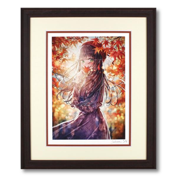 Sakura  ジクレー版画  「照紅葉」  額装品