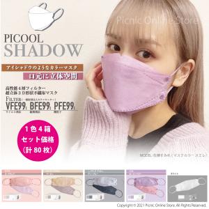 【4個セット特別価格】【正規販売店】Picool SHADOW ピクール シャドー 20枚入 不織布カラーマスク 3D立体 四層構造  血色 全国マスク工業会会員マーク入り