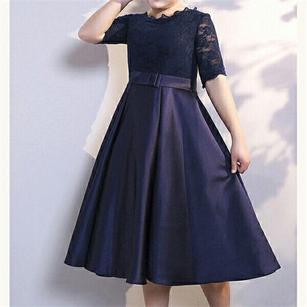 【Aランク】  2XL 3L パーティードレス 結婚式 袖あり ミモレ丈 ひざ下 大きいサイズ レー...