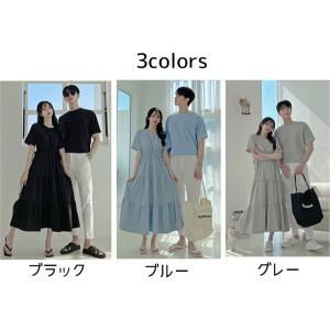 ペアルック Tシャツ カップル ワンピース ロ...の詳細画像1