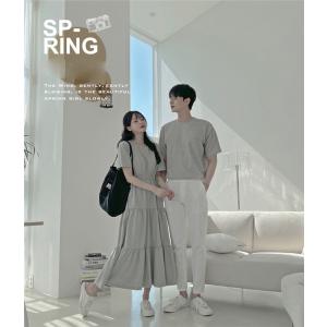 ペアルック Tシャツ カップル ワンピース ロ...の詳細画像2