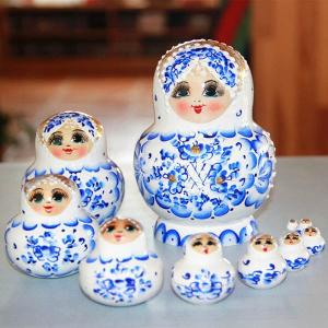 マトリョーシカ ロシア 人形 民芸品 土産物 手作り人形 手描き オブジェ 10個組14cm インテリア雑貨 洋風 ギフト プレゼント 北欧雑貨｜shopporte