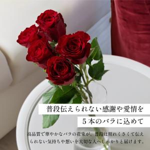 ローズブーケ5本 生花 フラワーギフト 誕生日...の詳細画像2