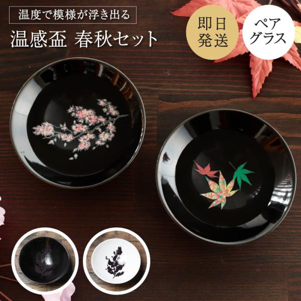 平盃 丸モ高木陶器 温感 桜・紅葉 春秋セット 平盃ペアセット温感盃 酒器 日本酒 乾杯 熱燗 ギフ...