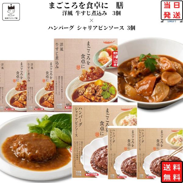 レトルト 惣菜 常温 牛すじ煮込み 3食 ハンバーグ シャリアピンソース 3個 ポイント消化 利用