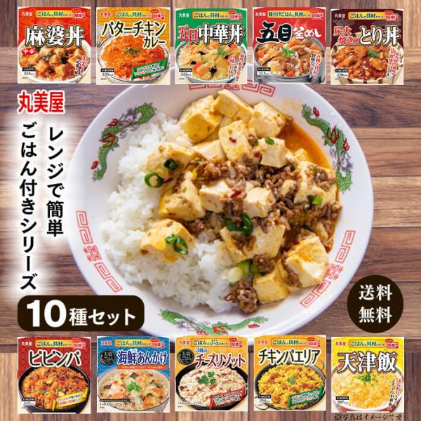 レトルト食品 常温保存 詰め合わせ 丸美屋 ごはん付き レトルトご飯 安い 10種 惣菜