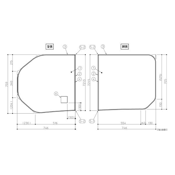 TOTO　風呂ふた<BR>魔法びん浴槽用2枚割蓋R1600<BR>【AFKKS81055RSAA21...