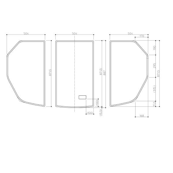 TOTO　風呂ふた　1650ラウンド風呂蓋R 3枚　【EKK80072W】>