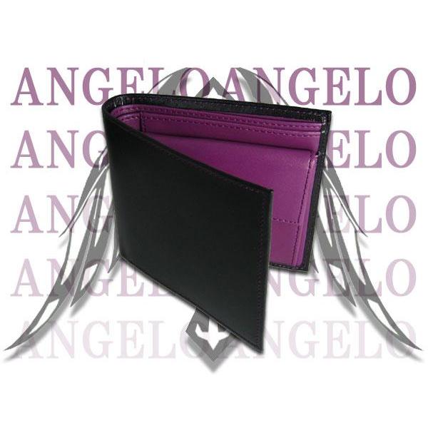 ANGELO アンジェロ ハイクオリティーコードバン二つ折財布（黒・紫）