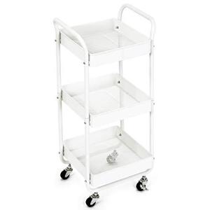 キッチンワゴン Dailyart 収納ワゴン 3段 キッチン収納カート キッチンラック トローリー スリムワゴン 3段 移動式 落下防止 耐荷重 組立