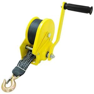 UP STORE ハンドウインチ ベルトタイプ 540kg 正転/逆転 オートブレーキ 重量物の昇降 ボート牽引 荷締め 硬化スチール製造 幅広ベルト