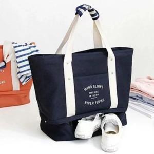 トートバッグ シューズ入れ スポーツバッグ 二層式 ママバッグ 旅行バッグ ジムバッグ キャンパス スーツケース 大容量 収納