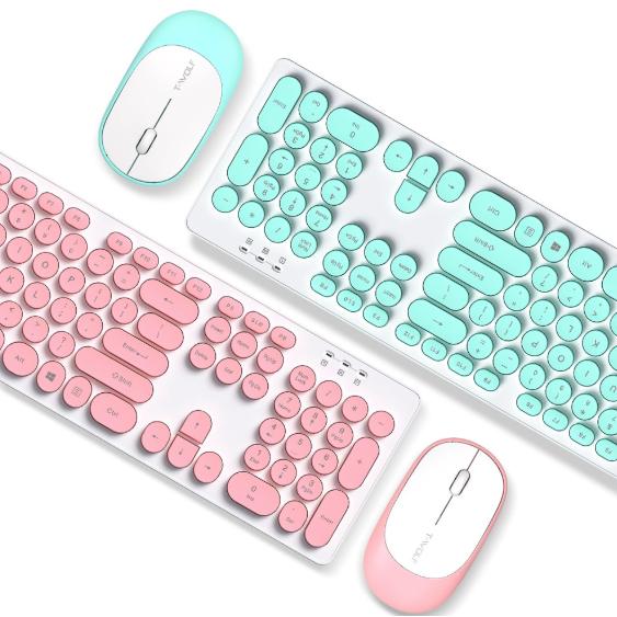 【特価】レディース キーボード マウス セット 無線ワイヤレス 丸型キーキャップ 104キー 快適 ...