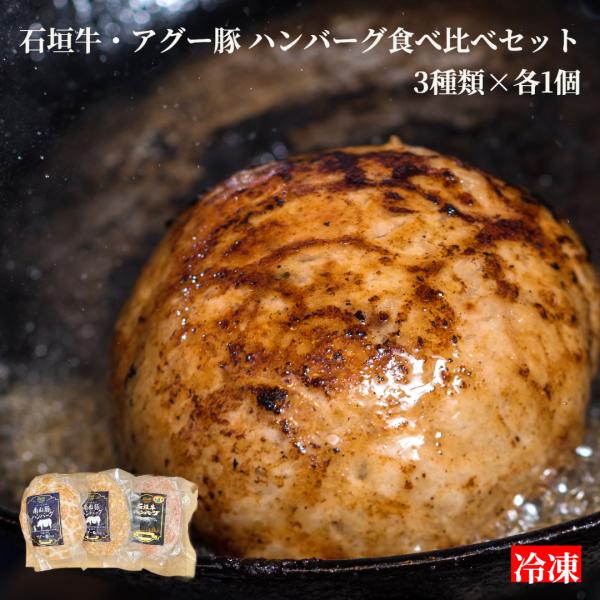 石垣牛・アグー豚 ハンバーグ 食べくらべ 3個セット 肉汁 高級 ギフト 国産 沖縄 贈答 内祝 出...