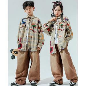 キッズ ダンス衣装 総柄 長袖 シャツ デニム...の詳細画像4