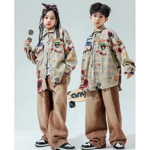 キッズ ダンス衣装 総柄 長袖 シャツ デニム...の詳細画像5