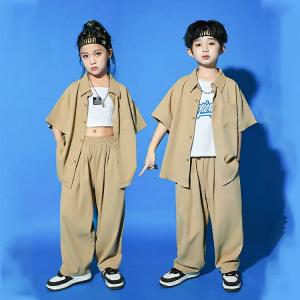 キッズ ダンス衣装 セットアップ ベージュ 男...の詳細画像3
