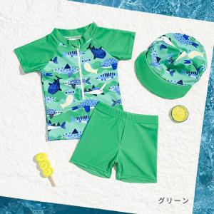 キッズ水着 男の子 セパレート 3点セット ベ...の詳細画像1