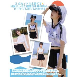 水着 レディース 3点セット 洋服見え 体型カ...の詳細画像1