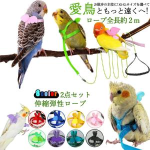 鳥用ハーネス2点セット 鳥用ハーネス＋リード オウムハーネス バードリード 小鳥用リード ハーネス トレーニングロープ 鳥用 伸縮弾性 柔軟性 通気性 安全性
