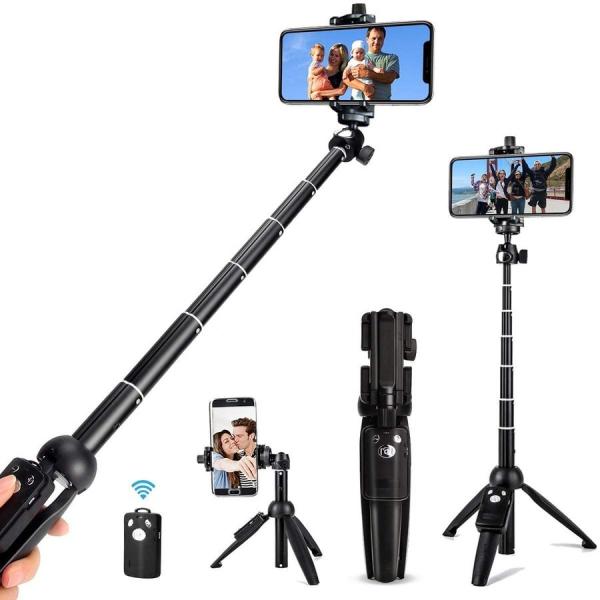 自撮り棒 Bluetooth セルカ棒 軽量 無線 三脚 一脚兼用 360度回転 7段伸縮 Blue...