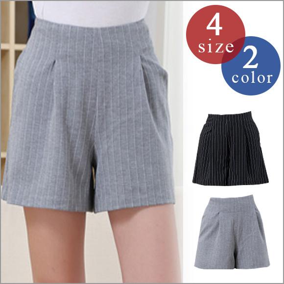レディース パンツ ショートパンツ ストライプ キュロット kz3000S