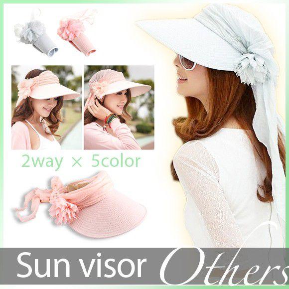 訳ありレディース 帽子 サンバイザー UVカット 2way つば広め帽子 サマーハット 日よけ帽子 ...