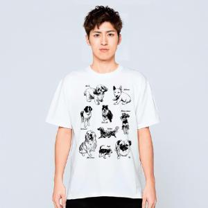 犬 イラスト Tシャツ メンズ レディース 半袖 おしゃれ 動物 プレゼント 大きいサイズ 綿100% 160 S M L XL｜shortplate