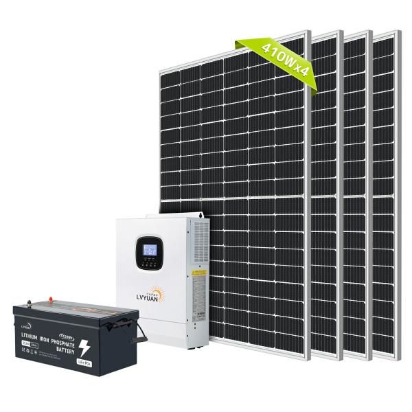 [ 3KW太陽光発電所システム]  ソーラーパネル410Wｘ4セット+12.8V/200AHリン酸鉄...