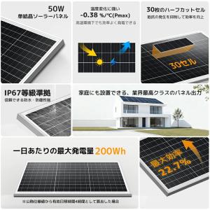 LVYUAN 50W 太陽光パネル ソーラーパ...の詳細画像1