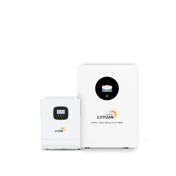 LVYUAN 5KWハイブリッドソーラー発電システム 5KWハイブリッドインバーター+5.12kWh...