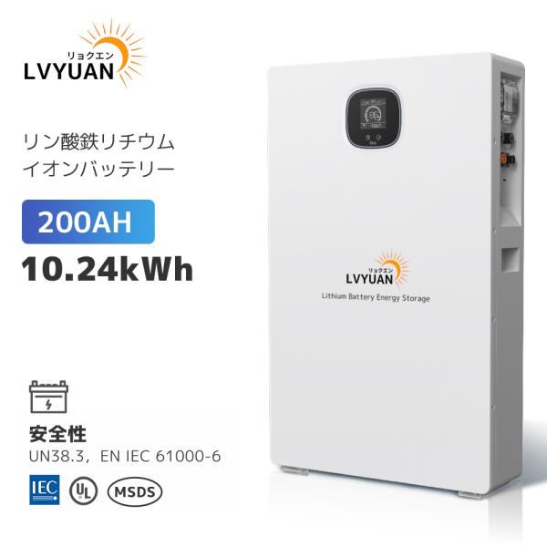 LVYUAN リン酸鉄リチウムイオンバッテリー 51.2V 200AH 10.24kWh LiFeP...