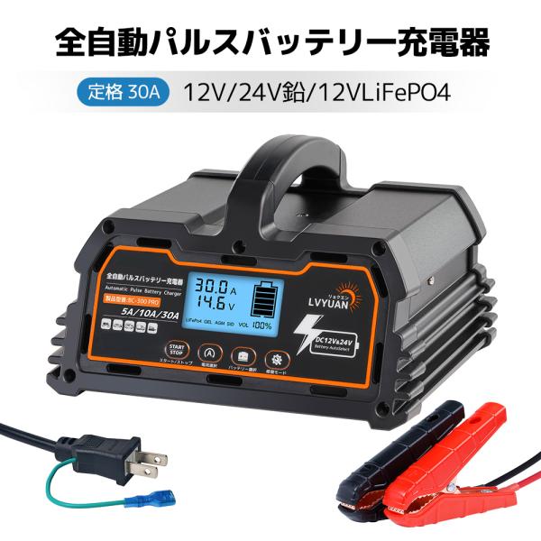 LVYUAN 新登場！全自動パルス充電器 30A 12V/24V鉛/LiFePO4 12Vリチウム電...