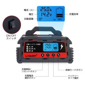 LVYUAN 全自動バッテリー充電器 スマート...の詳細画像3