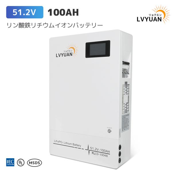 LVYUAN 51.2V 100AH 5.12kWh LiFePO4 リン酸鉄リチウムイオンバッテリ...