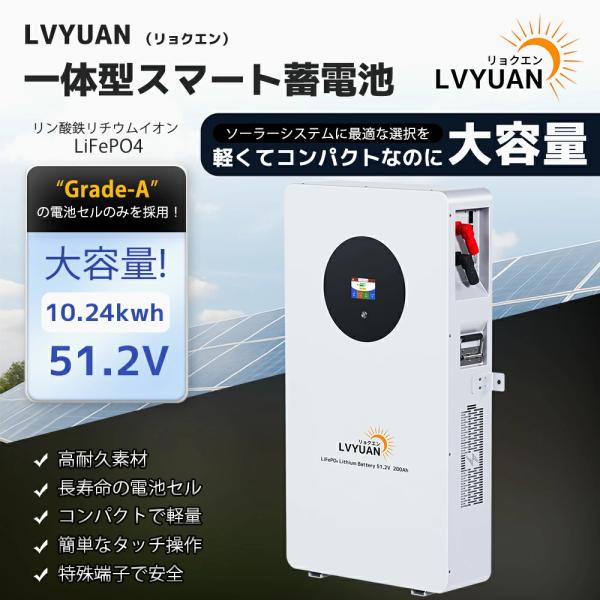 LVYUAN 51.2V 200AH 10.24Wh LiFePO4 リン酸鉄リチウムイオンバッテリ...