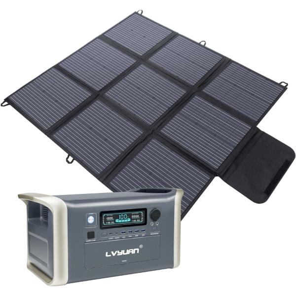 LVYUAN（リョクエン）ポータブル電源 ソーラーパネル セット ポータブル電源 320000mAh...