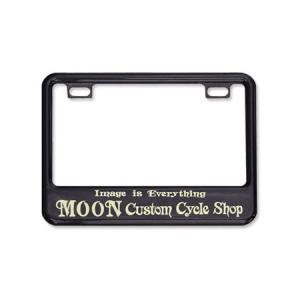 MOONEYES（ムーンアイズ）ライセンスフレーム ナンバー枠 ブラック MOON Custom Cycle Shop【小型バイク用 2輪車用 50cc〜125cc】｜shouei-st